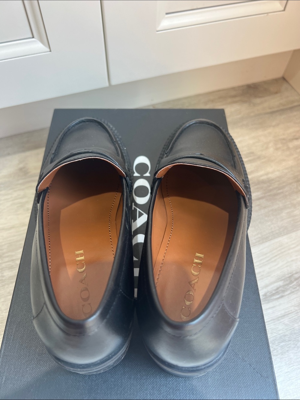 COACH Black Leather Penny Loafers for Women - Picture 4 of 9